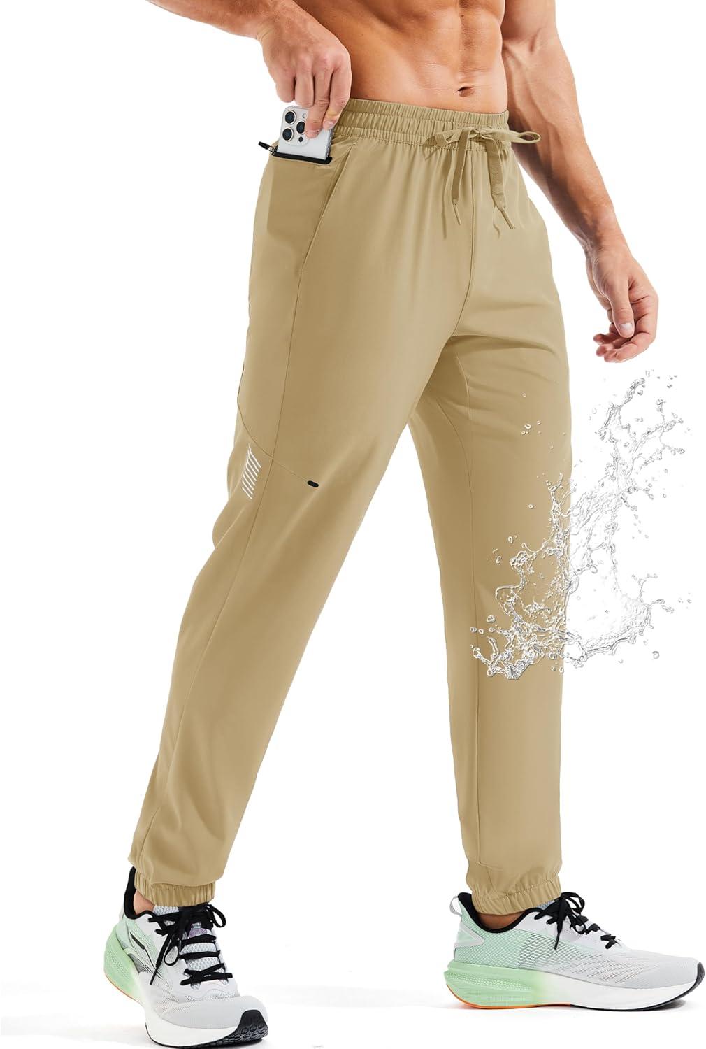 imageMAGCOMSEN Mens Hiking Pants Mens Lightweight Pants Quick Dry UPF 50 Joggers Athletic Workout Travel Casual with PocketKhaki