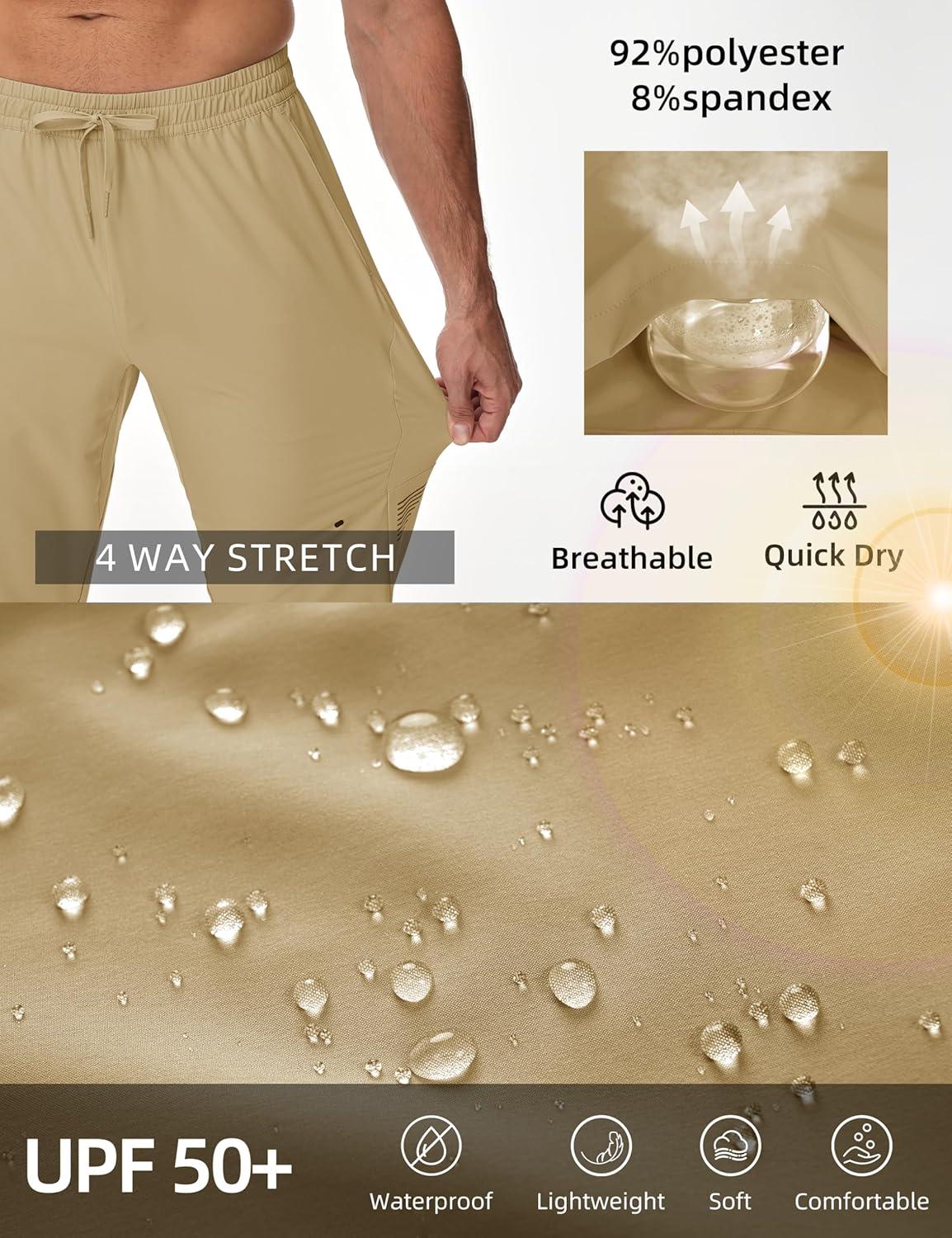 imageMAGCOMSEN Mens Hiking Pants Mens Lightweight Pants Quick Dry UPF 50 Joggers Athletic Workout Travel Casual with PocketKhaki