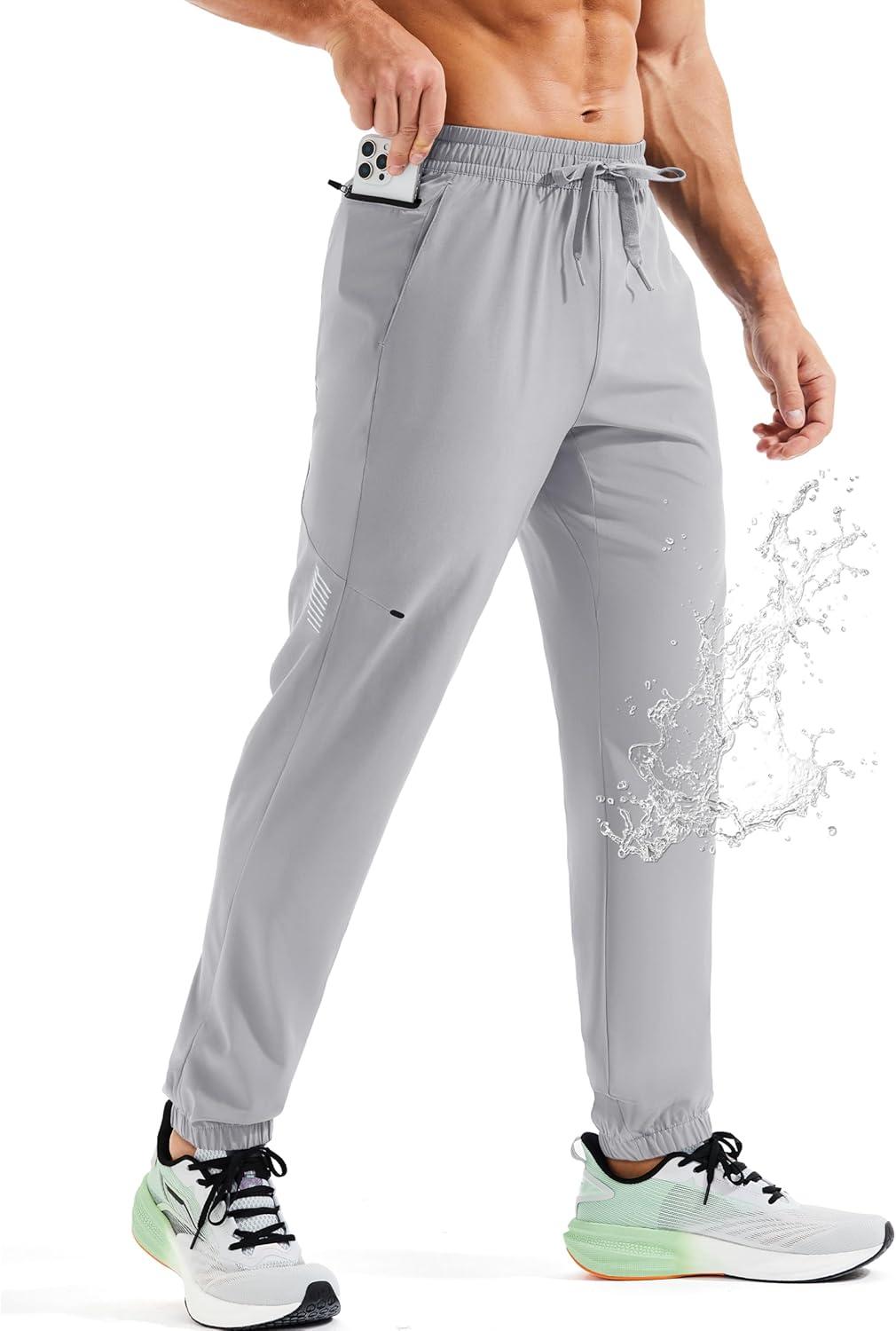 imageMAGCOMSEN Mens Hiking Pants Mens Lightweight Pants Quick Dry UPF 50 Joggers Athletic Workout Travel Casual with PocketLight Grey