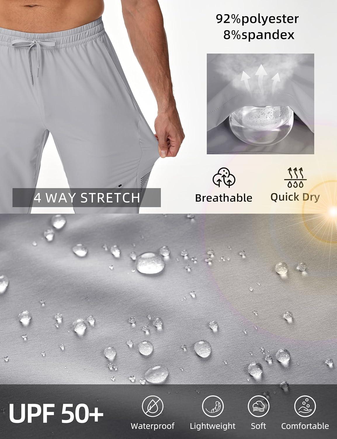 imageMAGCOMSEN Mens Hiking Pants Mens Lightweight Pants Quick Dry UPF 50 Joggers Athletic Workout Travel Casual with PocketLight Grey