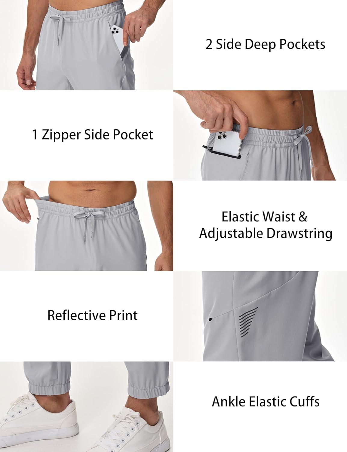 imageMAGCOMSEN Mens Hiking Pants Mens Lightweight Pants Quick Dry UPF 50 Joggers Athletic Workout Travel Casual with PocketLight Grey