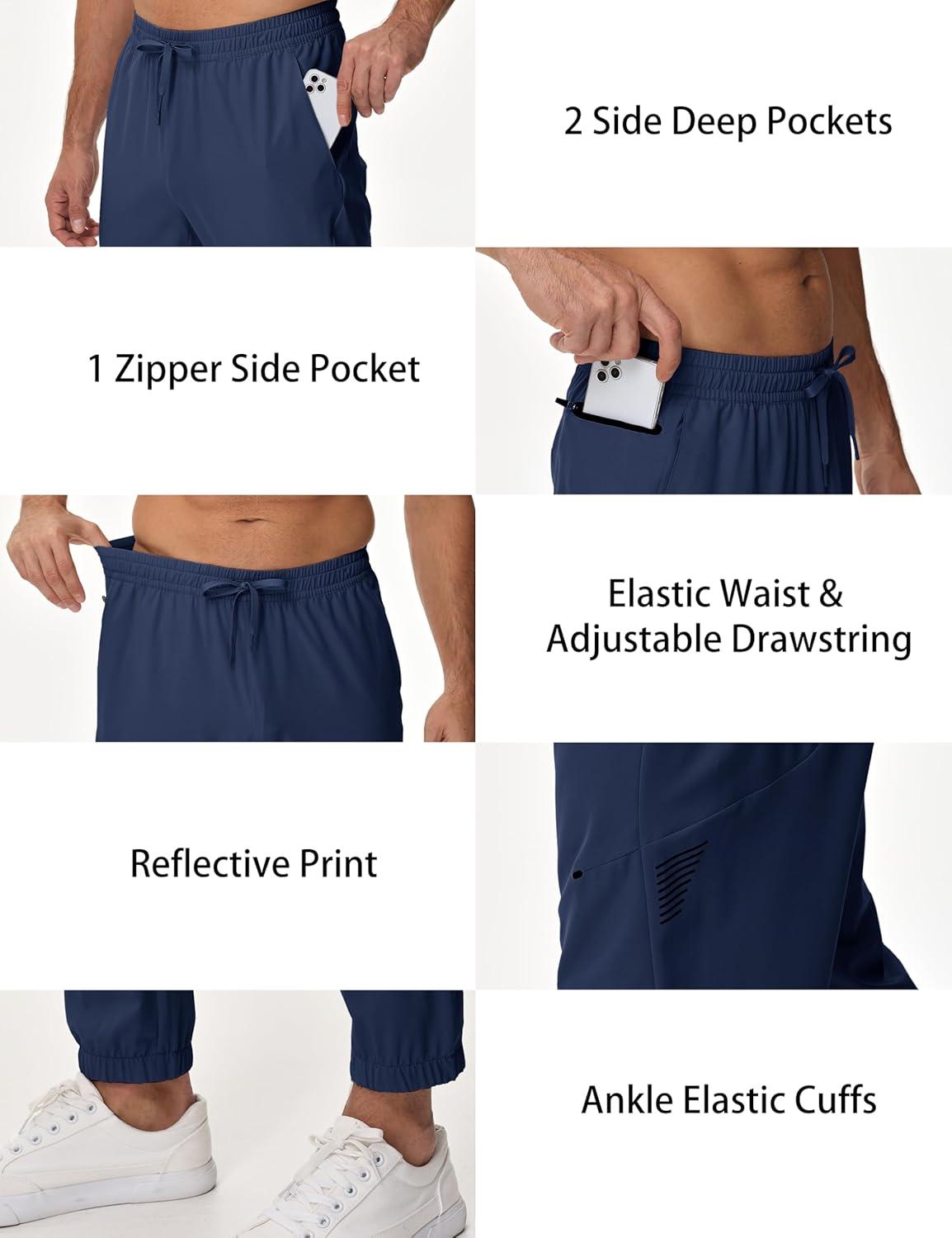 imageMAGCOMSEN Mens Hiking Pants Mens Lightweight Pants Quick Dry UPF 50 Joggers Athletic Workout Travel Casual with PocketNavy