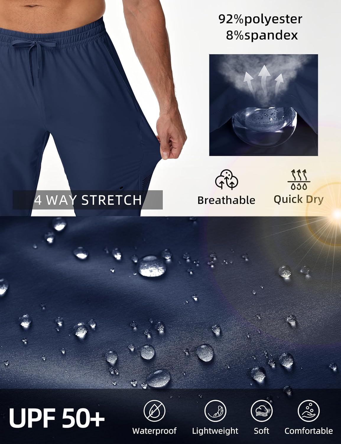imageMAGCOMSEN Mens Hiking Pants Mens Lightweight Pants Quick Dry UPF 50 Joggers Athletic Workout Travel Casual with PocketNavy