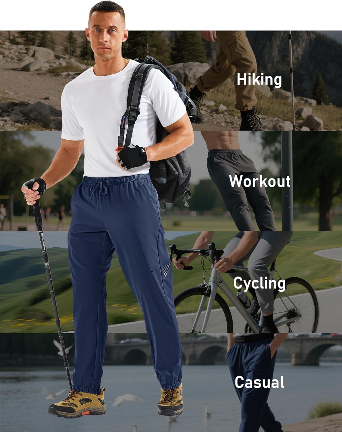 imageMAGCOMSEN Mens Hiking Pants Mens Lightweight Pants Quick Dry UPF 50 Joggers Athletic Workout Travel Casual with PocketNavy