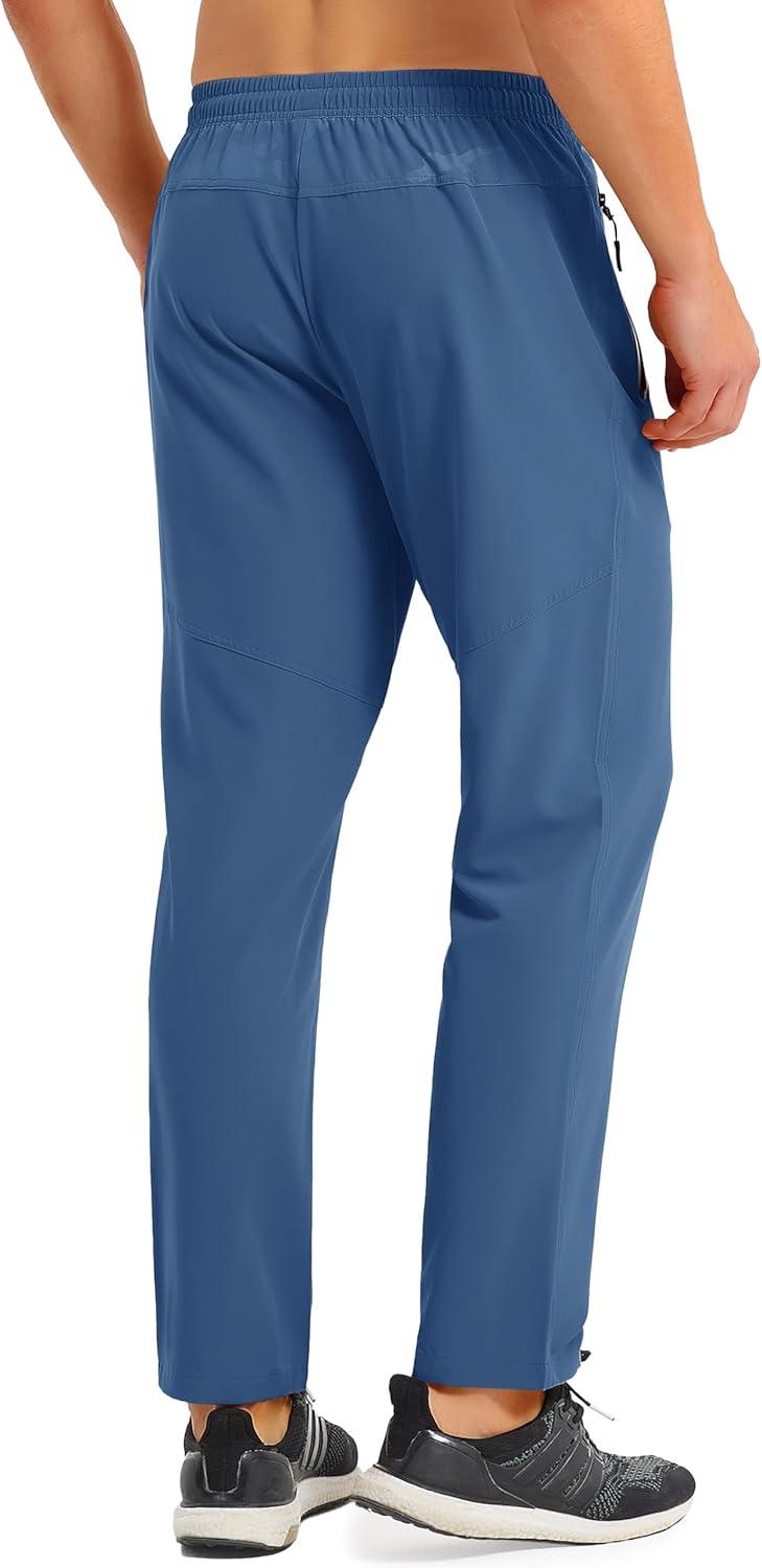 imageMAGCOMSEN Mens Hiking Pants Quick Dry Lightweight Water Resistant Outdoor Pants with 3 Zipper PocketsBlue Grey