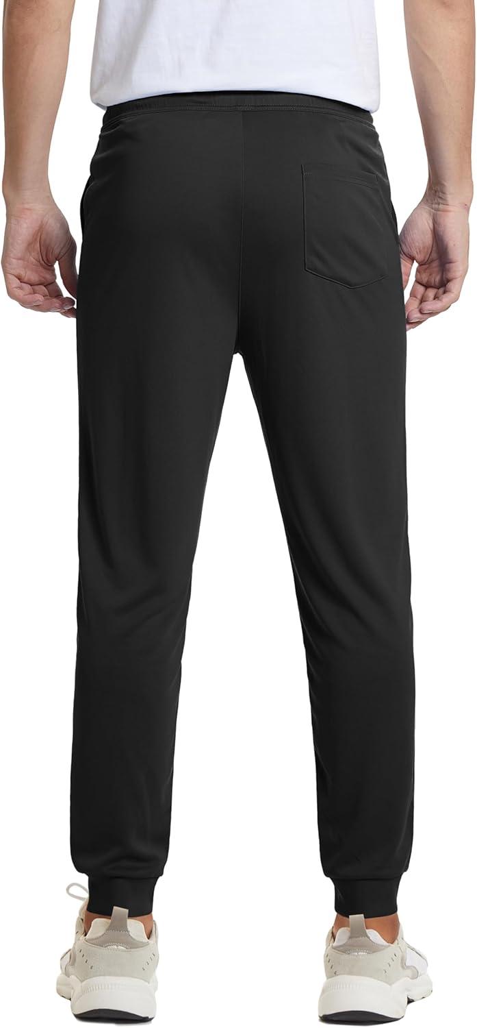 imageMAGCOMSEN Mens Joggers Sweatpants Quick Dry Running Pants with Pockets Summer Lightweight Athletic Workout PantsBlack