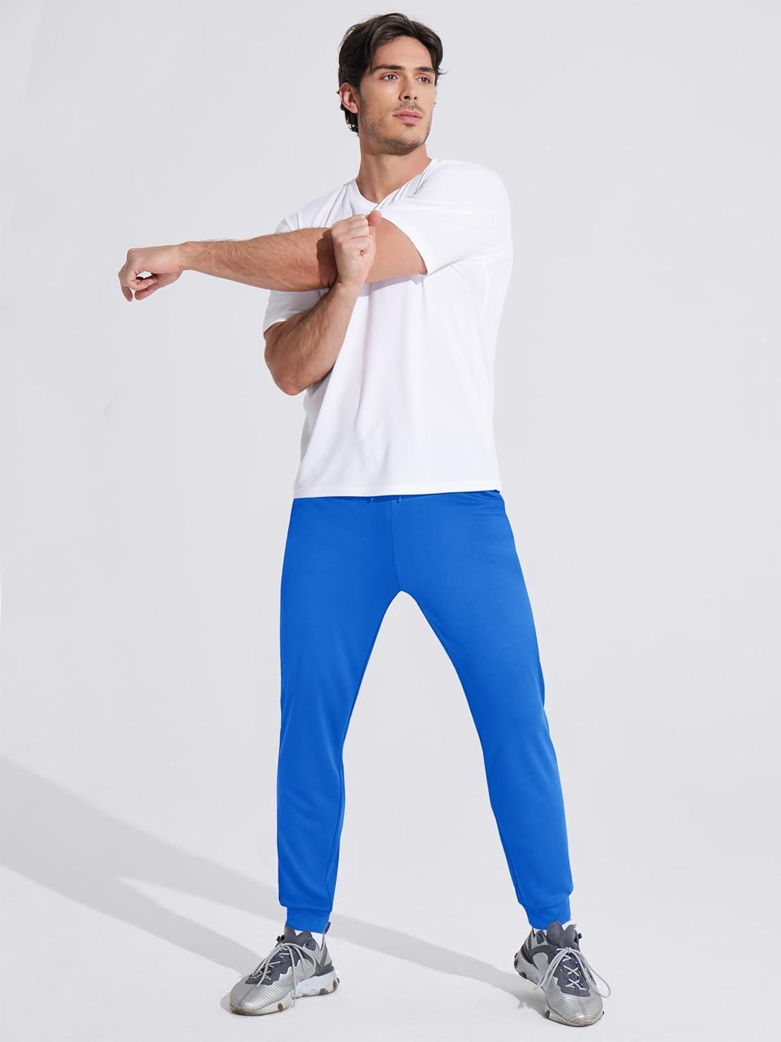 imageMAGCOMSEN Mens Joggers Sweatpants Quick Dry Running Pants with Pockets Summer Lightweight Athletic Workout PantsBlue