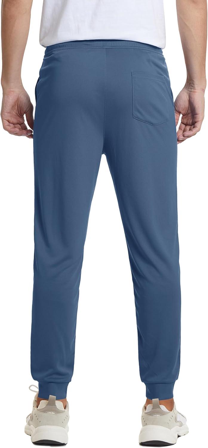 imageMAGCOMSEN Mens Joggers Sweatpants Quick Dry Running Pants with Pockets Summer Lightweight Athletic Workout PantsBlue Grey