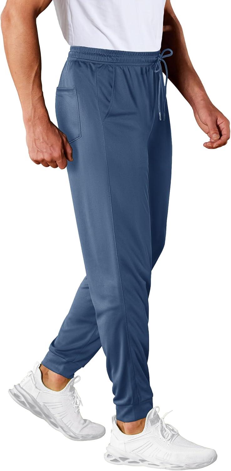 imageMAGCOMSEN Mens Joggers Sweatpants Quick Dry Running Pants with Pockets Summer Lightweight Athletic Workout PantsBlue Grey