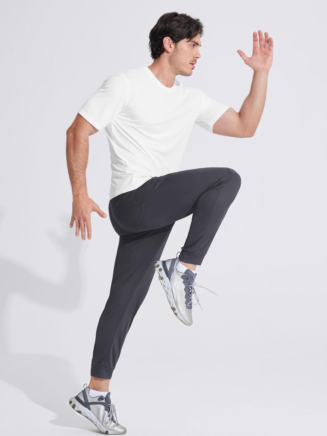 imageMAGCOMSEN Mens Joggers Sweatpants Quick Dry Running Pants with Pockets Summer Lightweight Athletic Workout PantsDark Grey