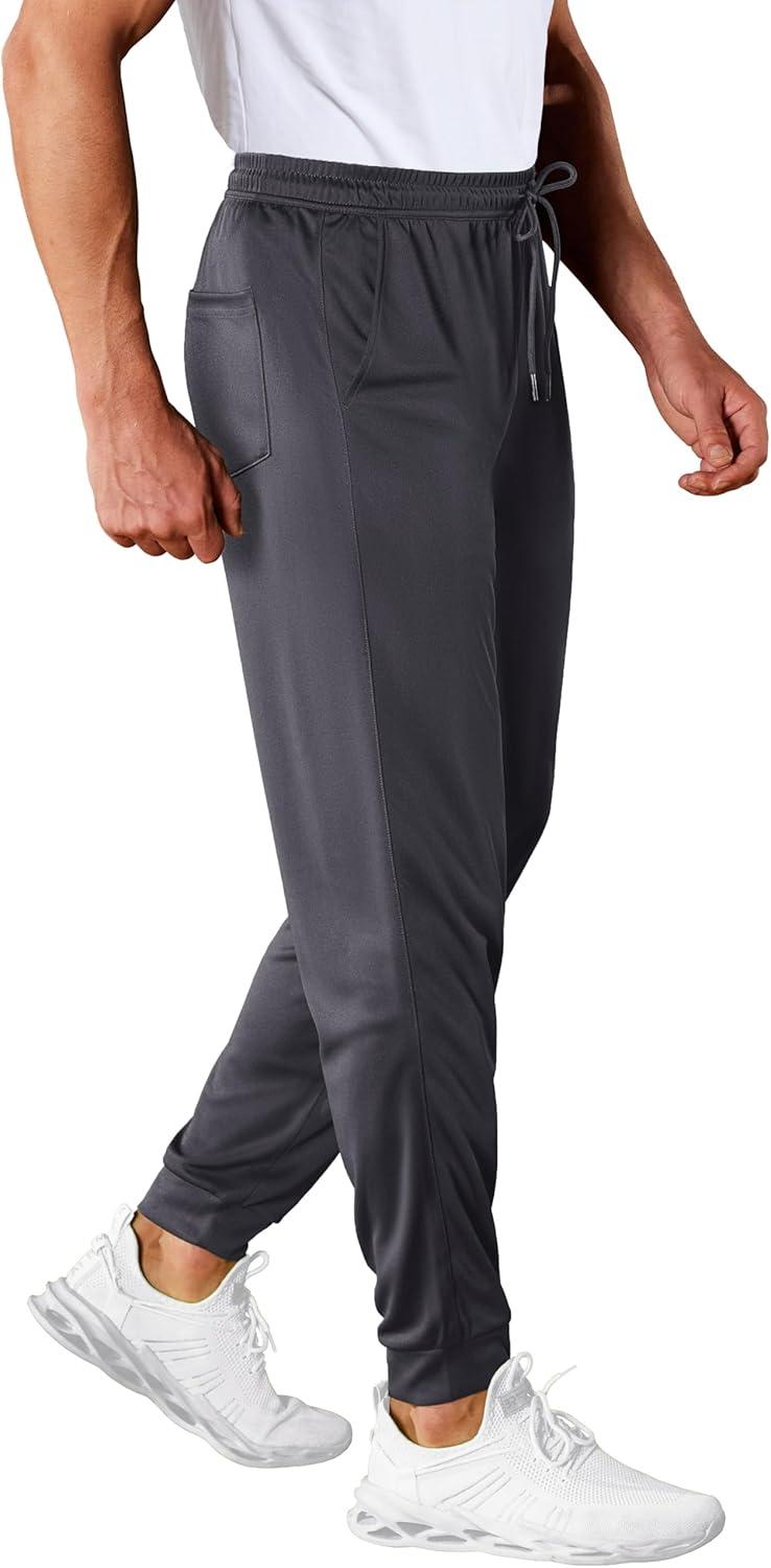 imageMAGCOMSEN Mens Joggers Sweatpants Quick Dry Running Pants with Pockets Summer Lightweight Athletic Workout PantsDark Grey
