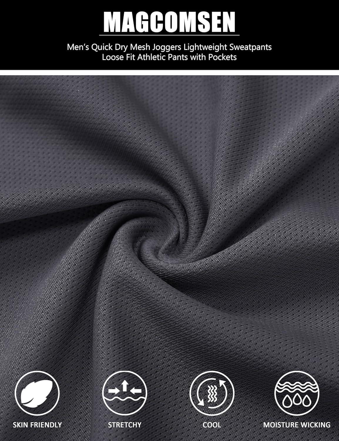imageMAGCOMSEN Mens Joggers Sweatpants Quick Dry Running Pants with Pockets Summer Lightweight Athletic Workout PantsDark Grey