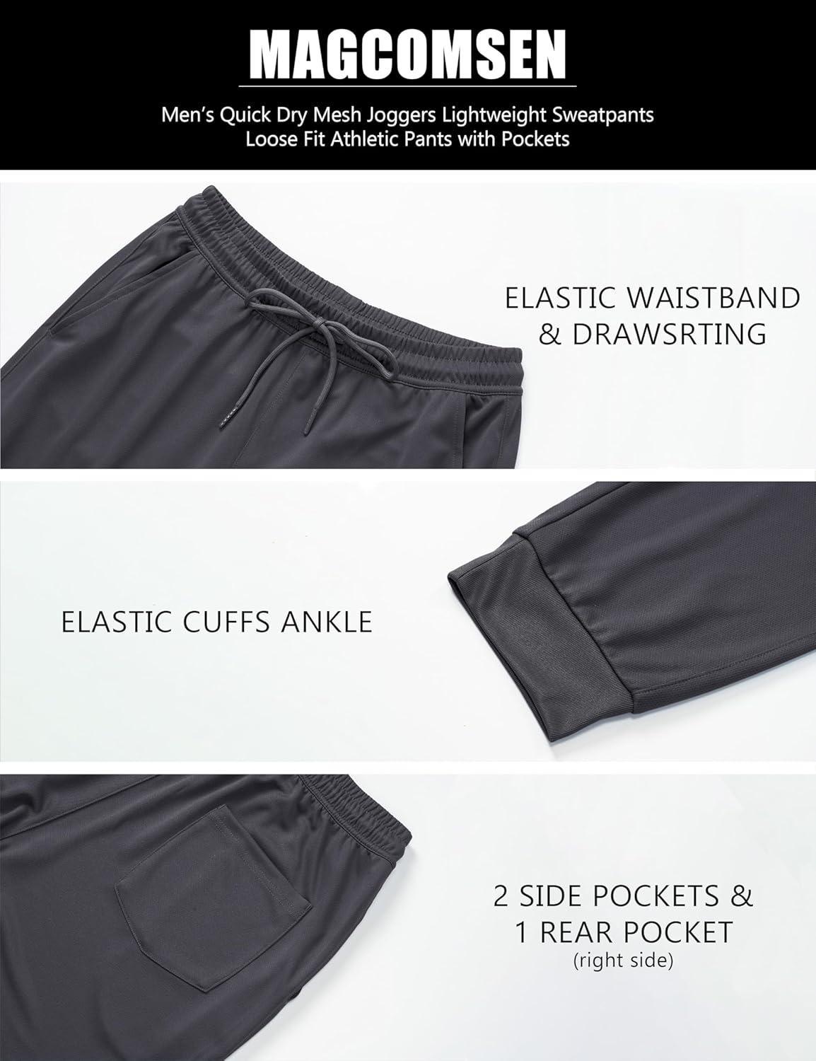 imageMAGCOMSEN Mens Joggers Sweatpants Quick Dry Running Pants with Pockets Summer Lightweight Athletic Workout PantsDark Grey