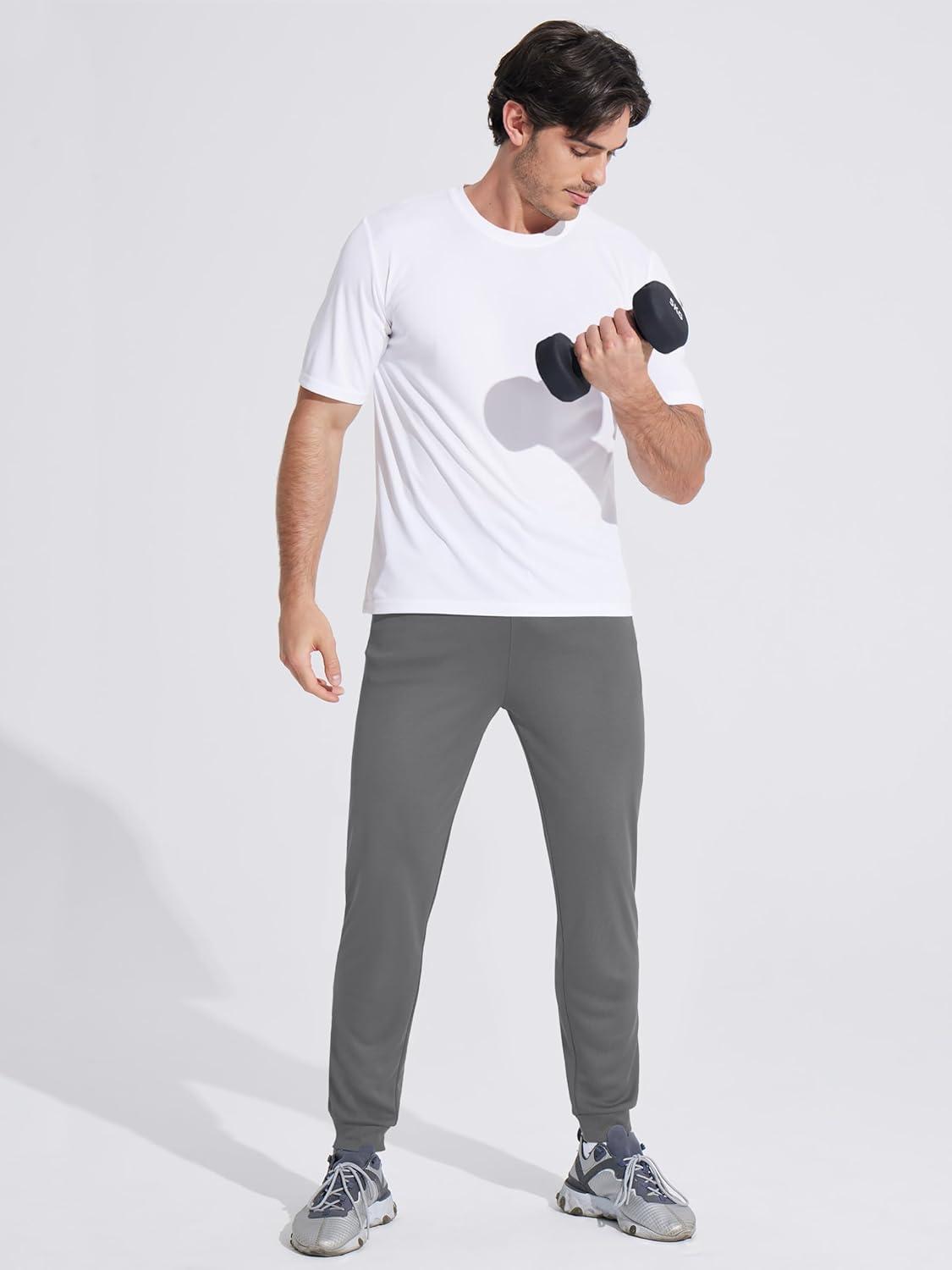imageMAGCOMSEN Mens Joggers Sweatpants Quick Dry Running Pants with Pockets Summer Lightweight Athletic Workout PantsLondon Grey