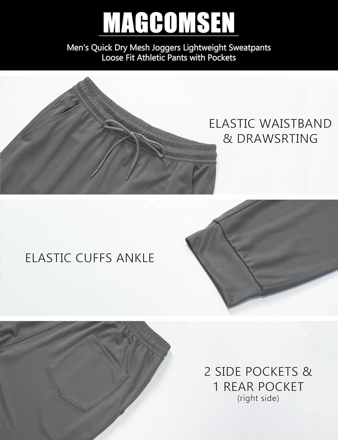imageMAGCOMSEN Mens Joggers Sweatpants Quick Dry Running Pants with Pockets Summer Lightweight Athletic Workout PantsLondon Grey