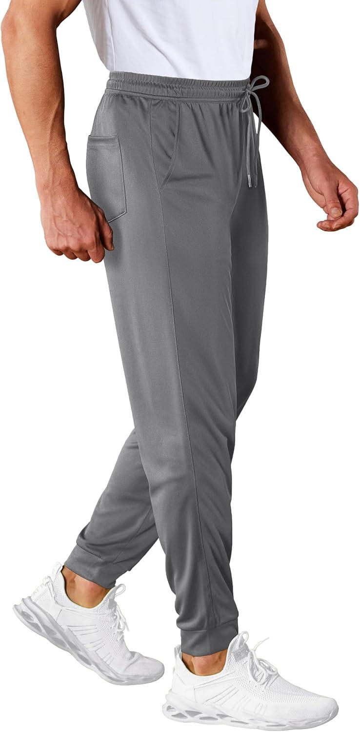 imageMAGCOMSEN Mens Joggers Sweatpants Quick Dry Running Pants with Pockets Summer Lightweight Athletic Workout PantsLondon Grey
