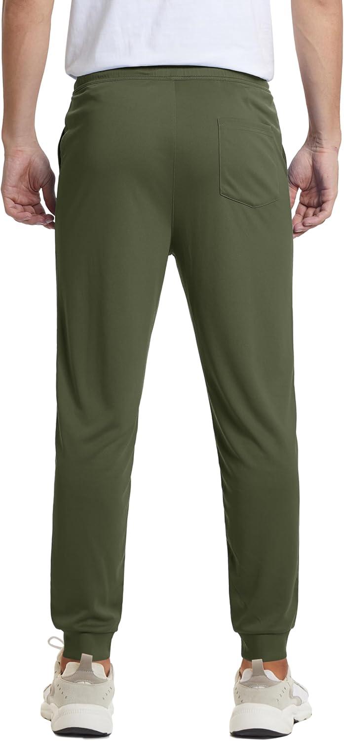 imageMAGCOMSEN Mens Joggers Sweatpants Quick Dry Running Pants with Pockets Summer Lightweight Athletic Workout PantsMilitary Green