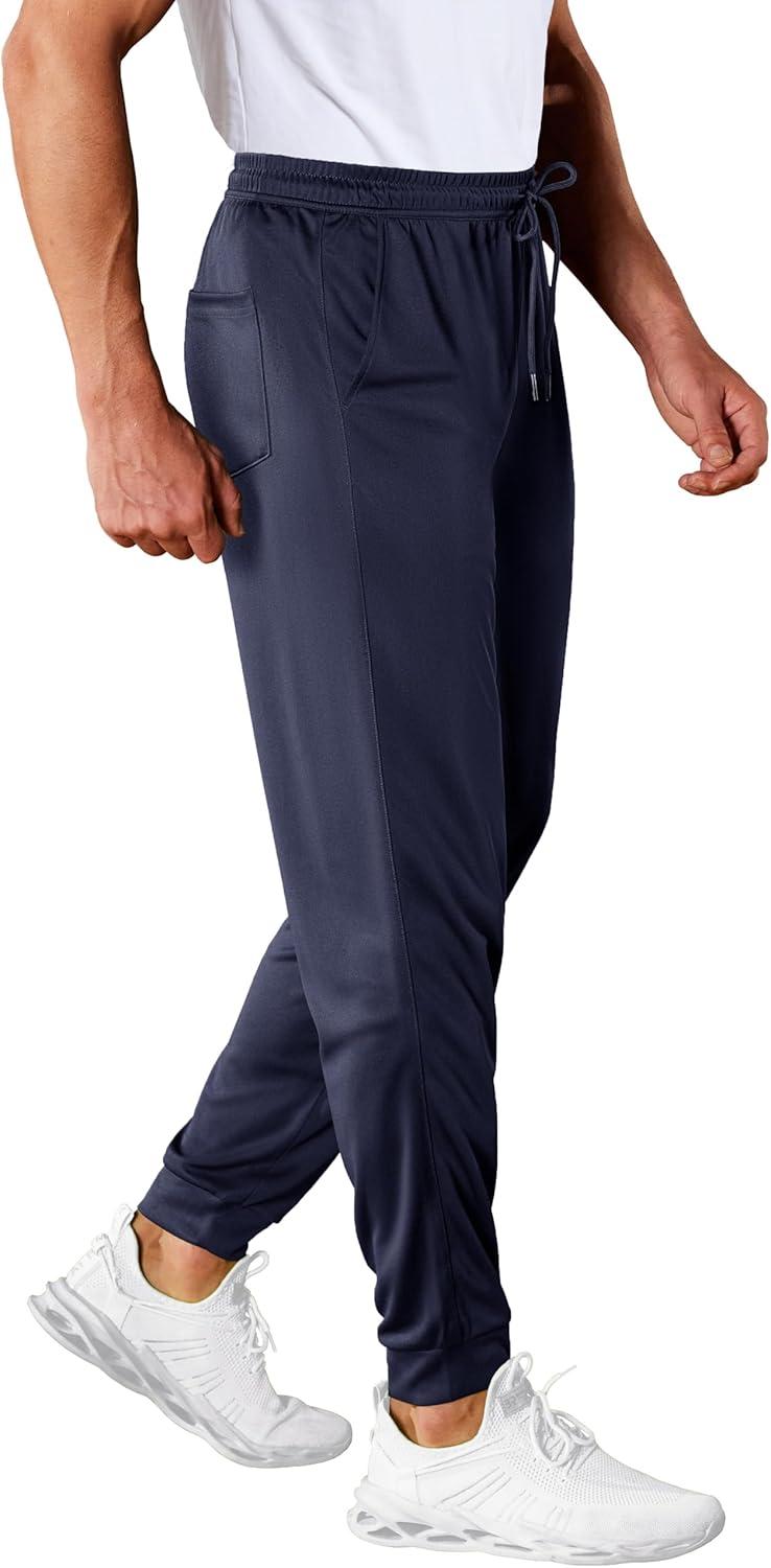 imageMAGCOMSEN Mens Joggers Sweatpants Quick Dry Running Pants with Pockets Summer Lightweight Athletic Workout PantsNavy