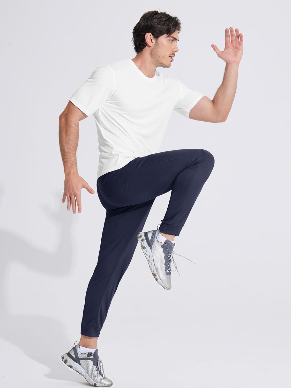 imageMAGCOMSEN Mens Joggers Sweatpants Quick Dry Running Pants with Pockets Summer Lightweight Athletic Workout PantsNavy