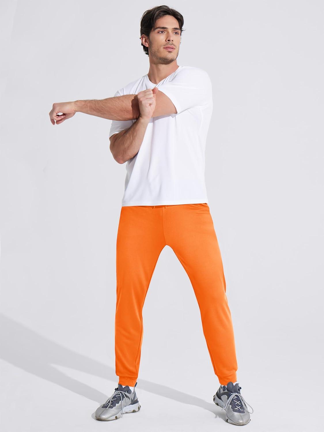 imageMAGCOMSEN Mens Joggers Sweatpants Quick Dry Running Pants with Pockets Summer Lightweight Athletic Workout PantsOrange