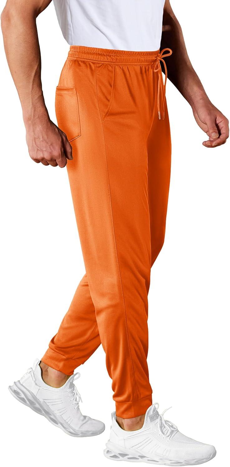imageMAGCOMSEN Mens Joggers Sweatpants Quick Dry Running Pants with Pockets Summer Lightweight Athletic Workout PantsOrange