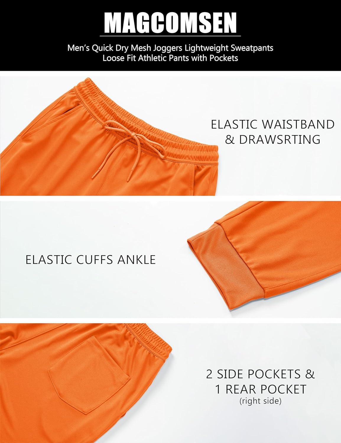 imageMAGCOMSEN Mens Joggers Sweatpants Quick Dry Running Pants with Pockets Summer Lightweight Athletic Workout PantsOrange