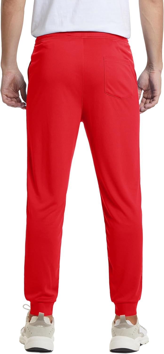 imageMAGCOMSEN Mens Joggers Sweatpants Quick Dry Running Pants with Pockets Summer Lightweight Athletic Workout PantsRed