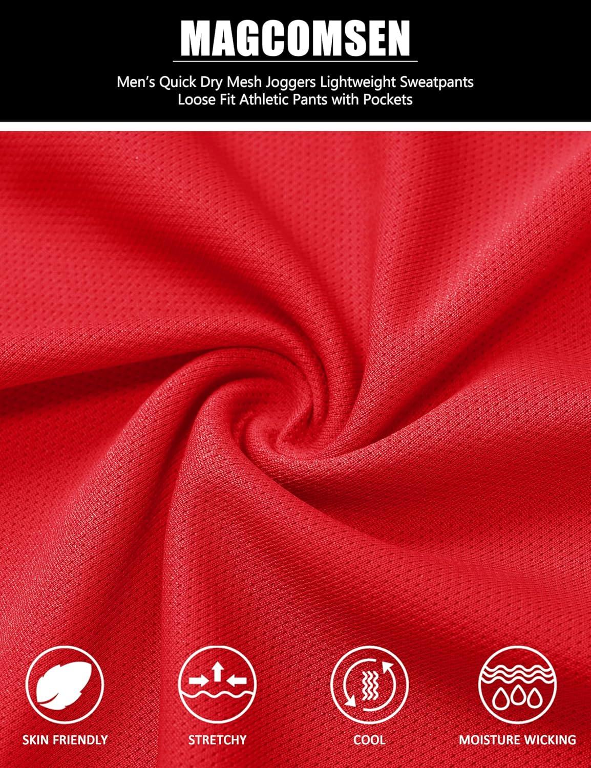 imageMAGCOMSEN Mens Joggers Sweatpants Quick Dry Running Pants with Pockets Summer Lightweight Athletic Workout PantsRed