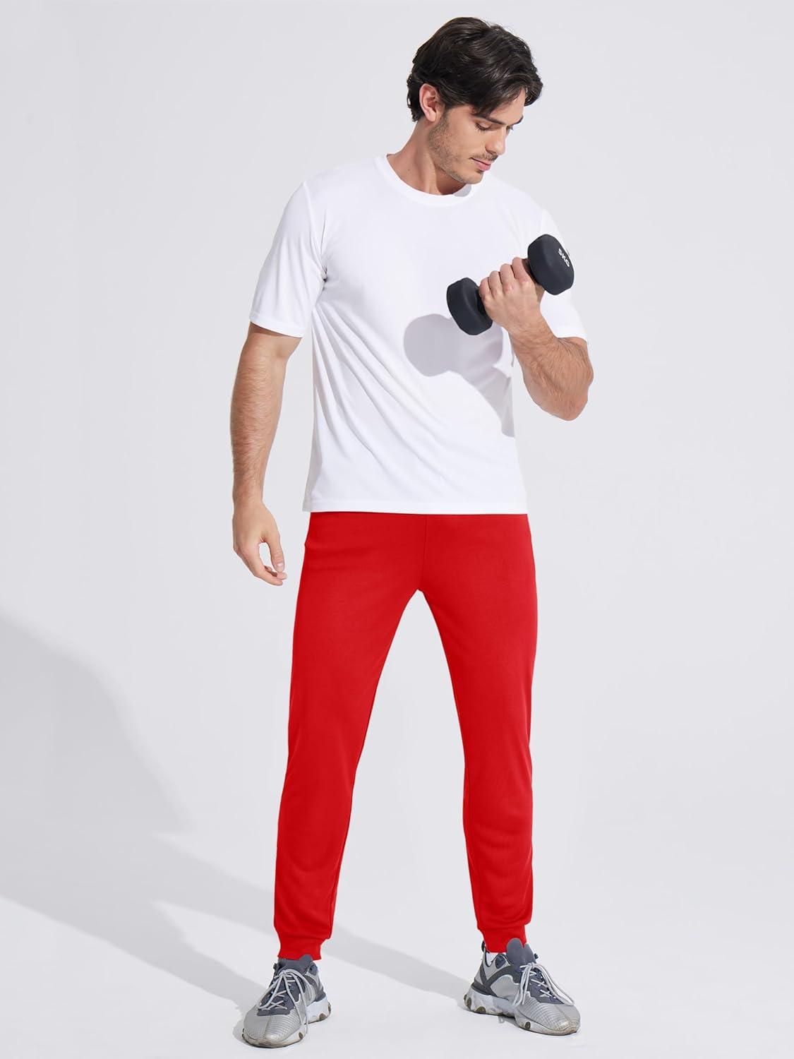 imageMAGCOMSEN Mens Joggers Sweatpants Quick Dry Running Pants with Pockets Summer Lightweight Athletic Workout PantsRed