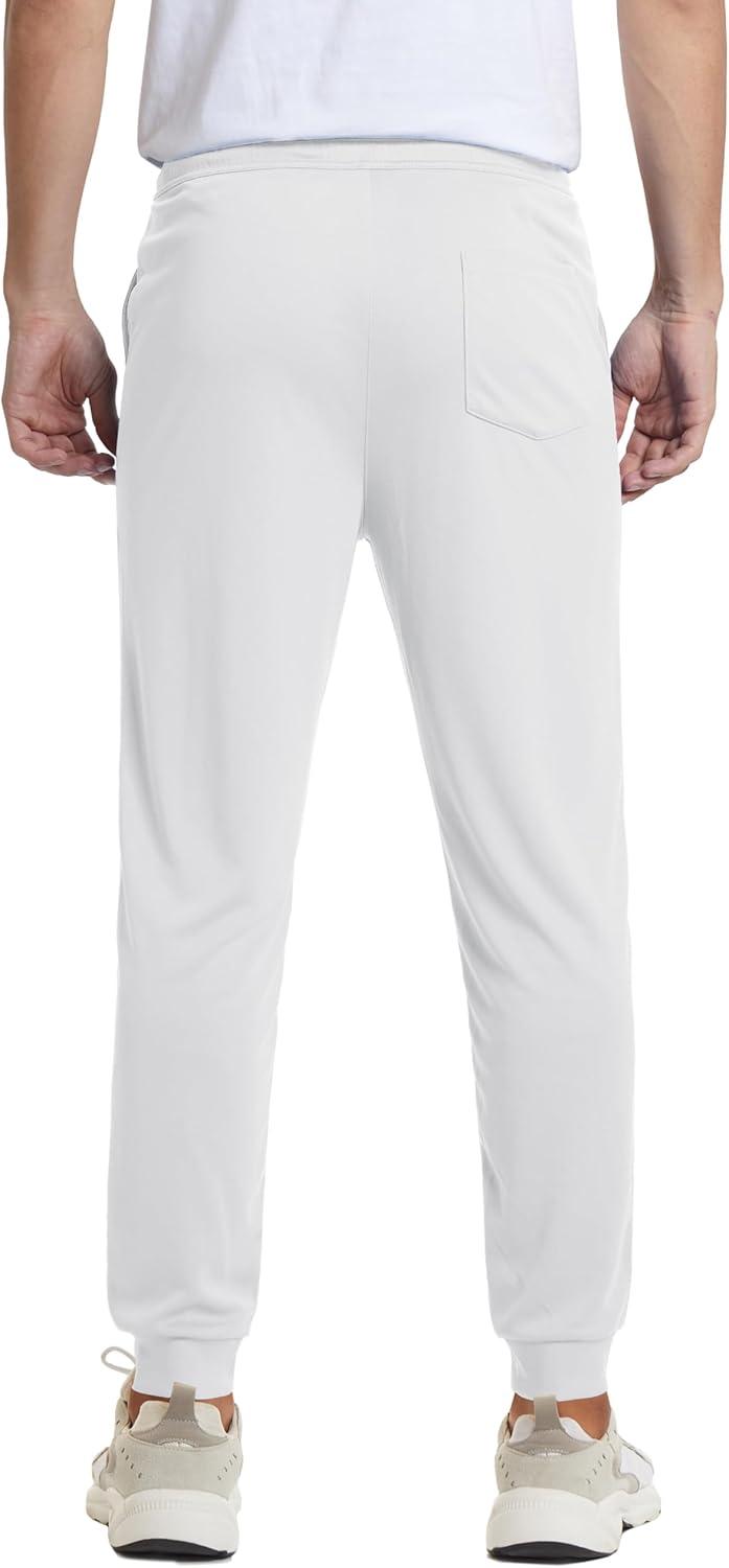 imageMAGCOMSEN Mens Joggers Sweatpants Quick Dry Running Pants with Pockets Summer Lightweight Athletic Workout PantsWhite