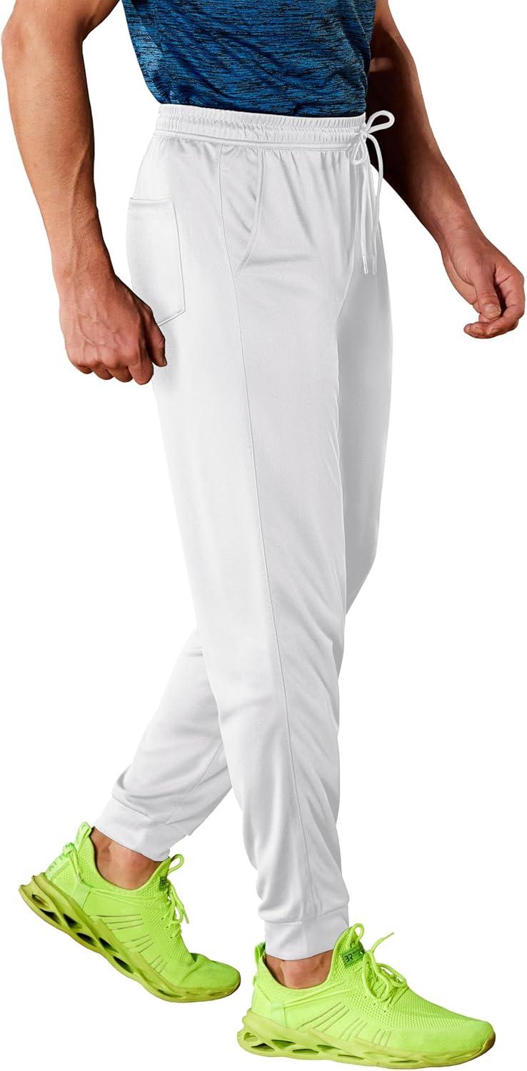 imageMAGCOMSEN Mens Joggers Sweatpants Quick Dry Running Pants with Pockets Summer Lightweight Athletic Workout PantsWhite