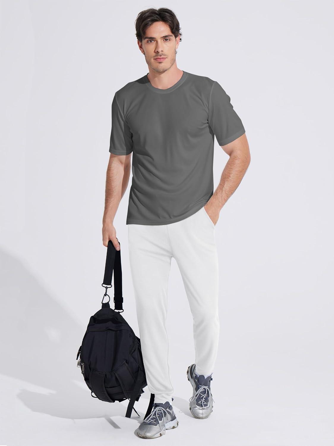 imageMAGCOMSEN Mens Joggers Sweatpants Quick Dry Running Pants with Pockets Summer Lightweight Athletic Workout PantsWhite