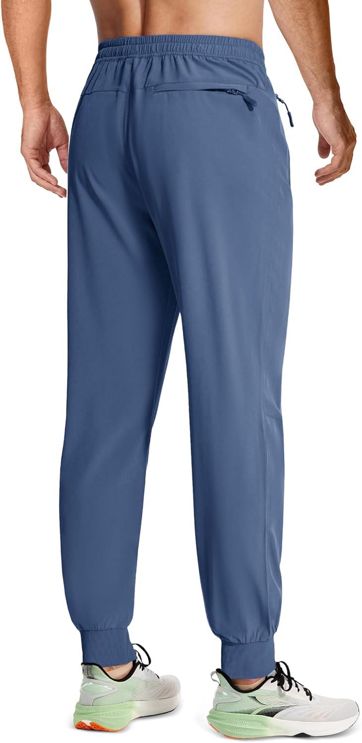 imageMAGCOMSEN Mens Joggers with Zipper Pockets Lightweight Hiking Sweatpants Athletic Pants for Men Running Workout Traning GymBlue Grey