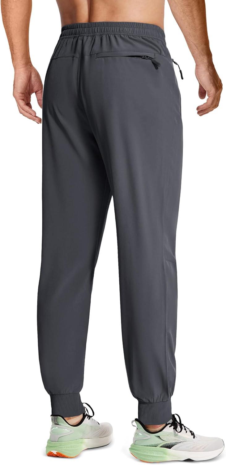 imageMAGCOMSEN Mens Joggers with Zipper Pockets Lightweight Hiking Sweatpants Athletic Pants for Men Running Workout Traning GymDark Grey