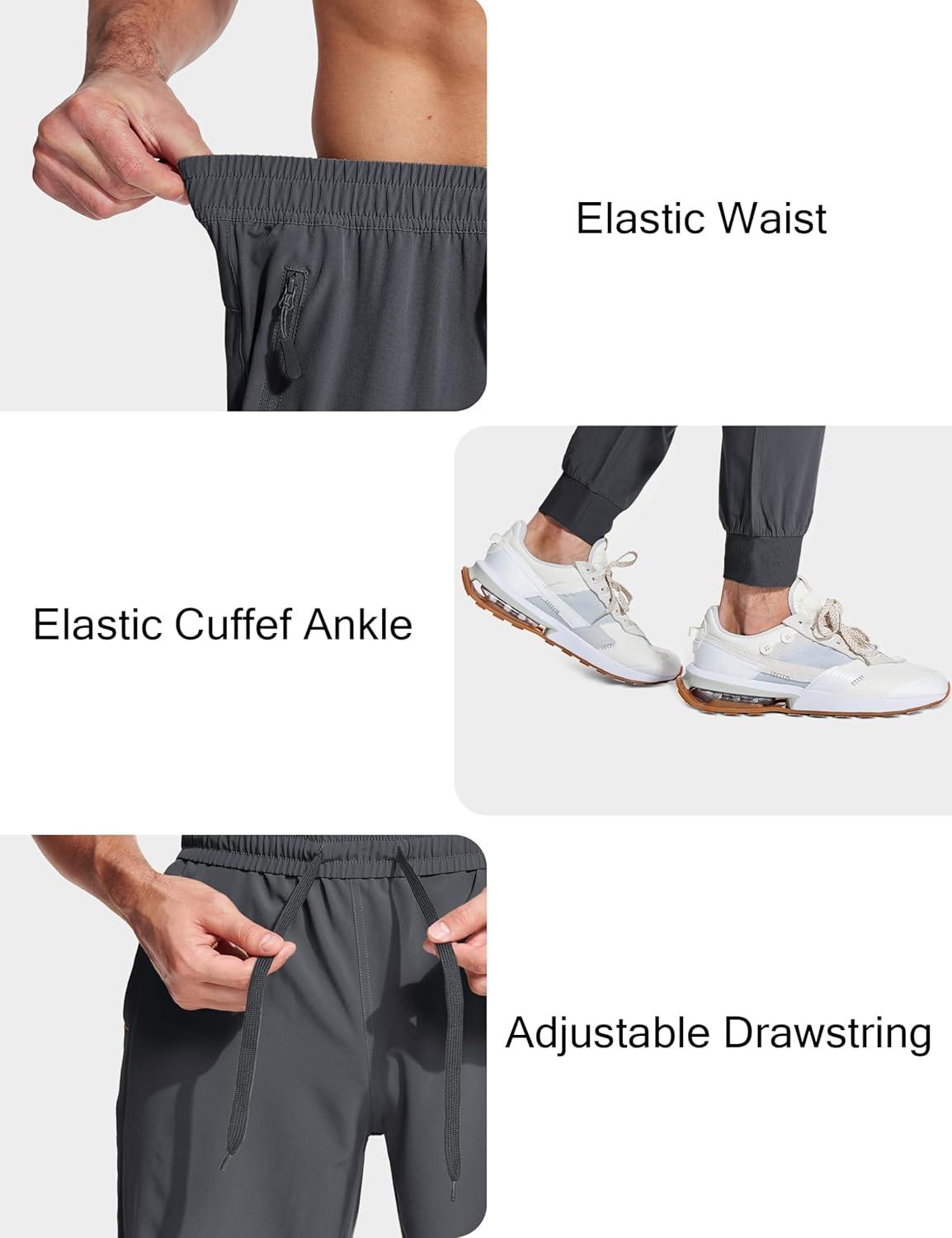 imageMAGCOMSEN Mens Joggers with Zipper Pockets Lightweight Hiking Sweatpants Athletic Pants for Men Running Workout Traning GymDark Grey
