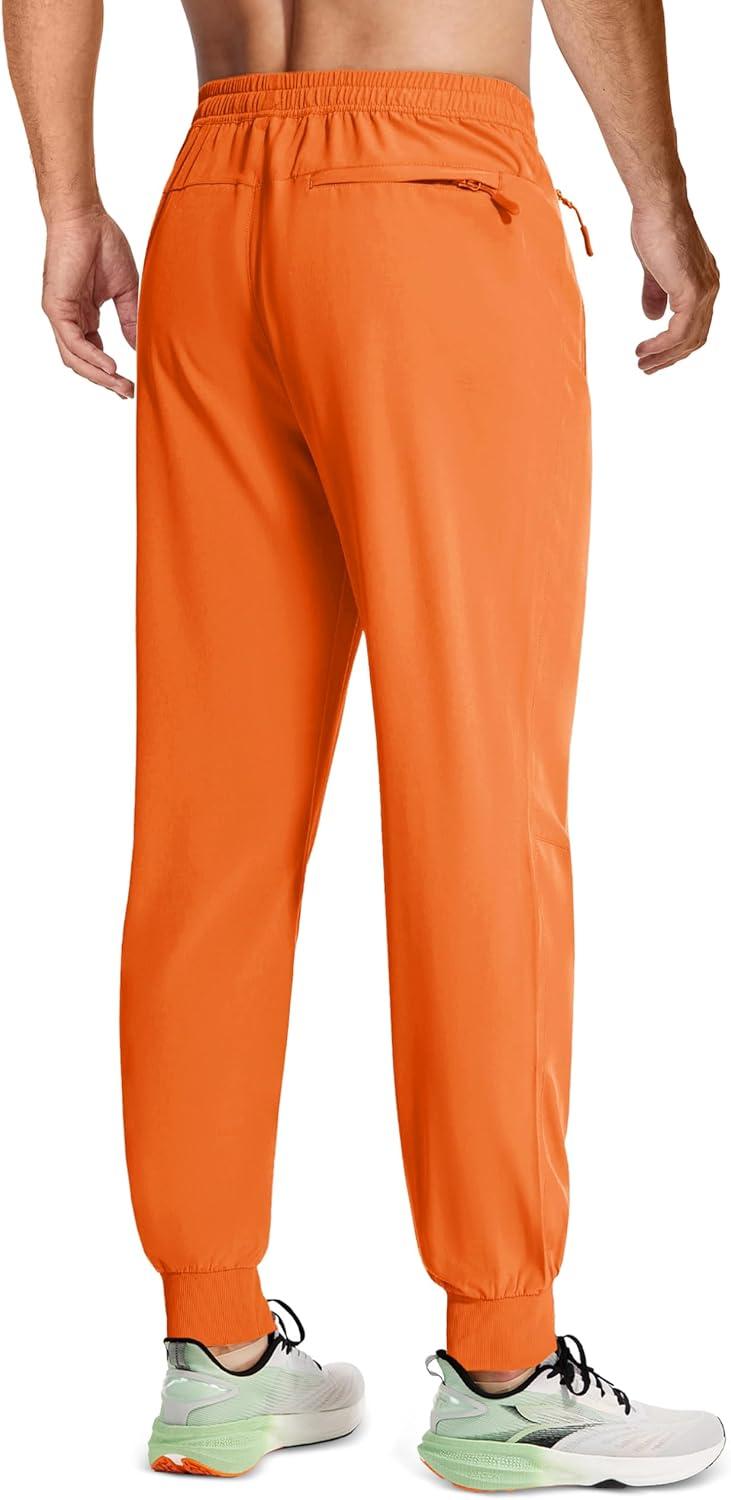 imageMAGCOMSEN Mens Joggers with Zipper Pockets Lightweight Hiking Sweatpants Athletic Pants for Men Running Workout Traning GymOrange