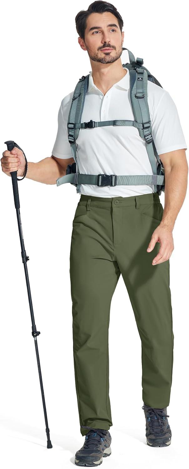 imageMAGCOMSEN Mens Lightweight Hiking Pants with 4 Pockets Water Resistant Quick Dry Fishing Travel Work Outddoor PantsArmygreen