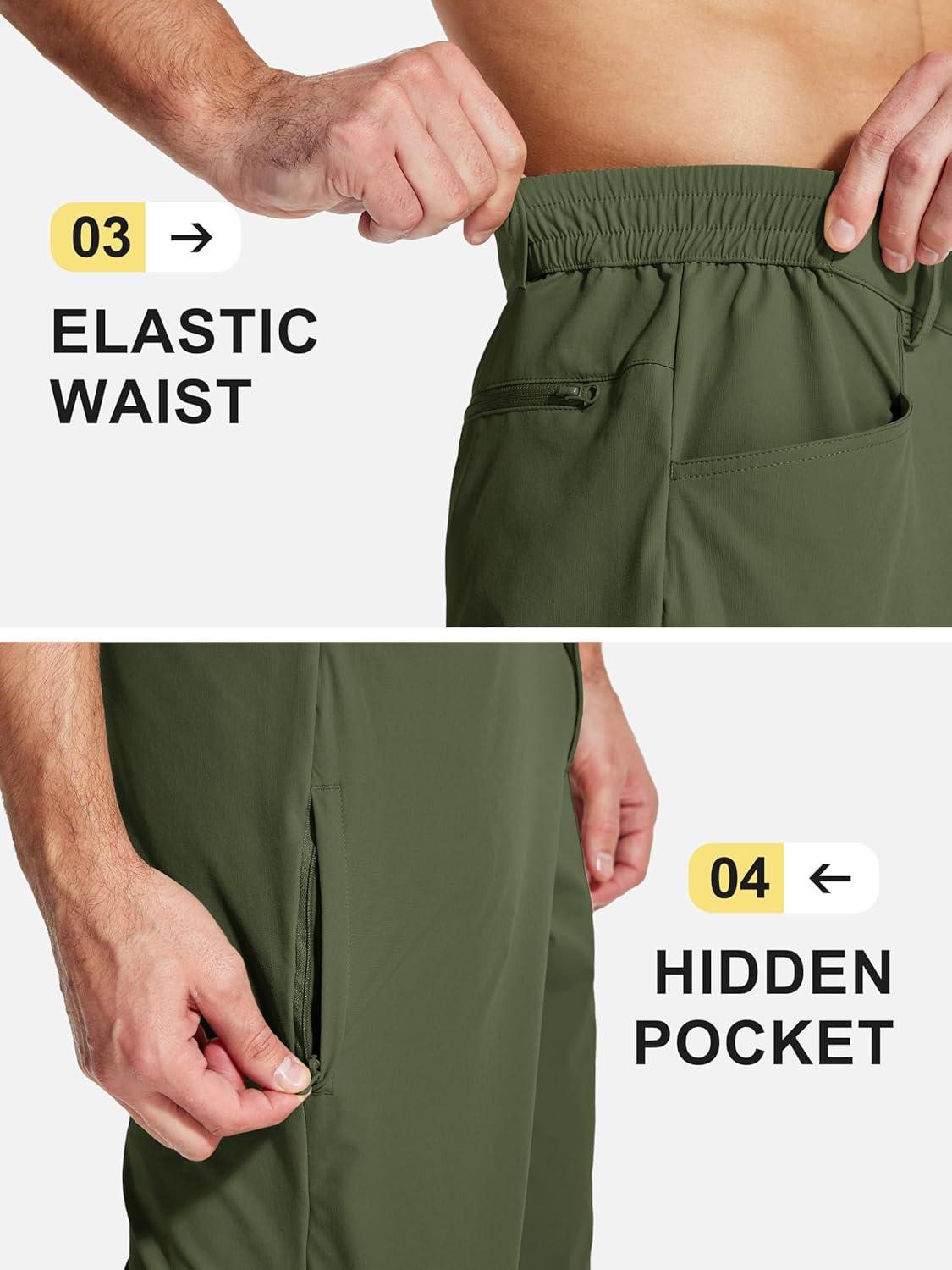 imageMAGCOMSEN Mens Lightweight Hiking Pants with 4 Pockets Water Resistant Quick Dry Fishing Travel Work Outddoor PantsArmygreen