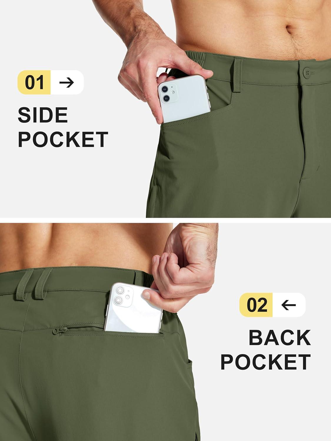 imageMAGCOMSEN Mens Lightweight Hiking Pants with 4 Pockets Water Resistant Quick Dry Fishing Travel Work Outddoor PantsArmygreen