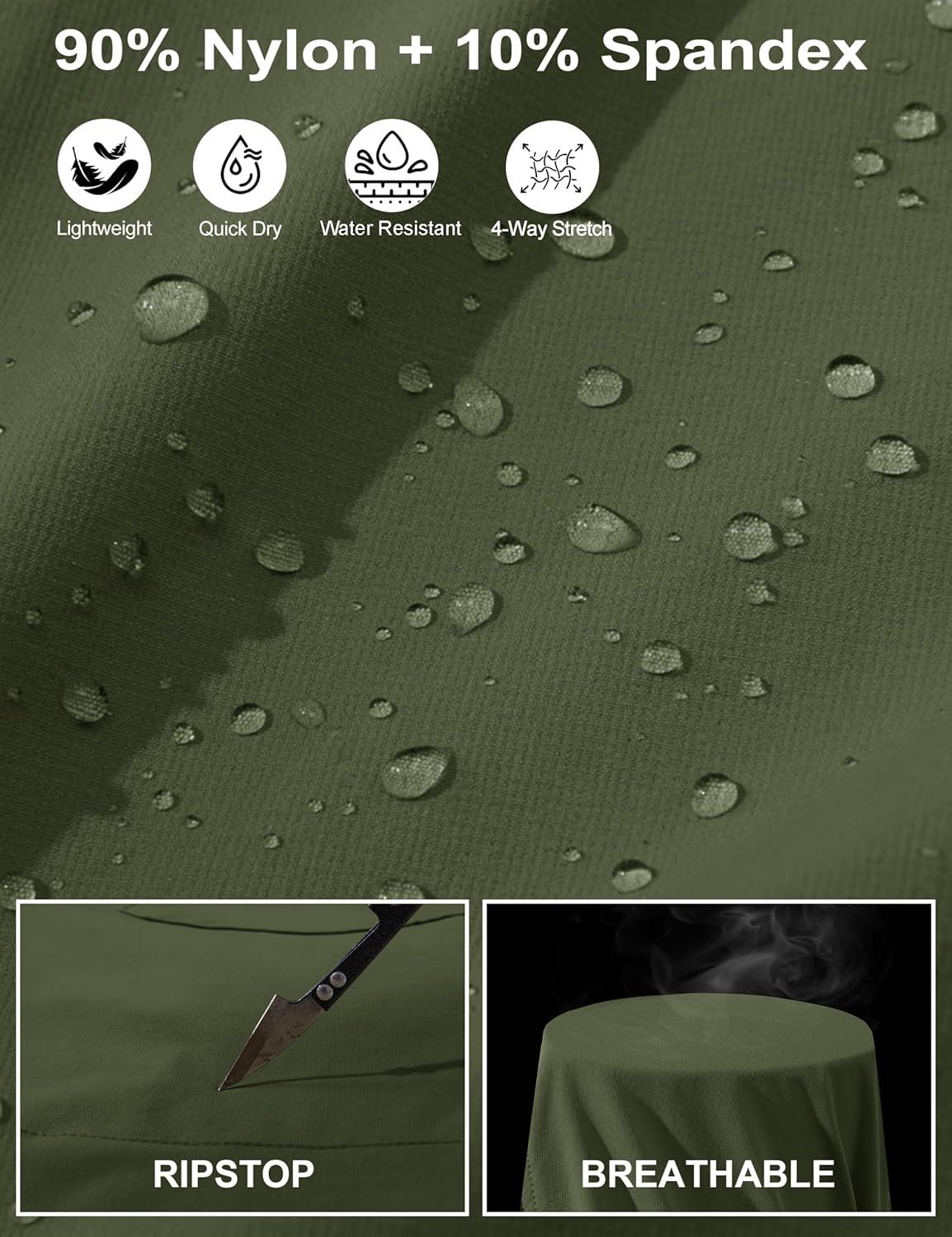 imageMAGCOMSEN Mens Lightweight Hiking Pants with 4 Pockets Water Resistant Quick Dry Fishing Travel Work Outddoor PantsArmygreen
