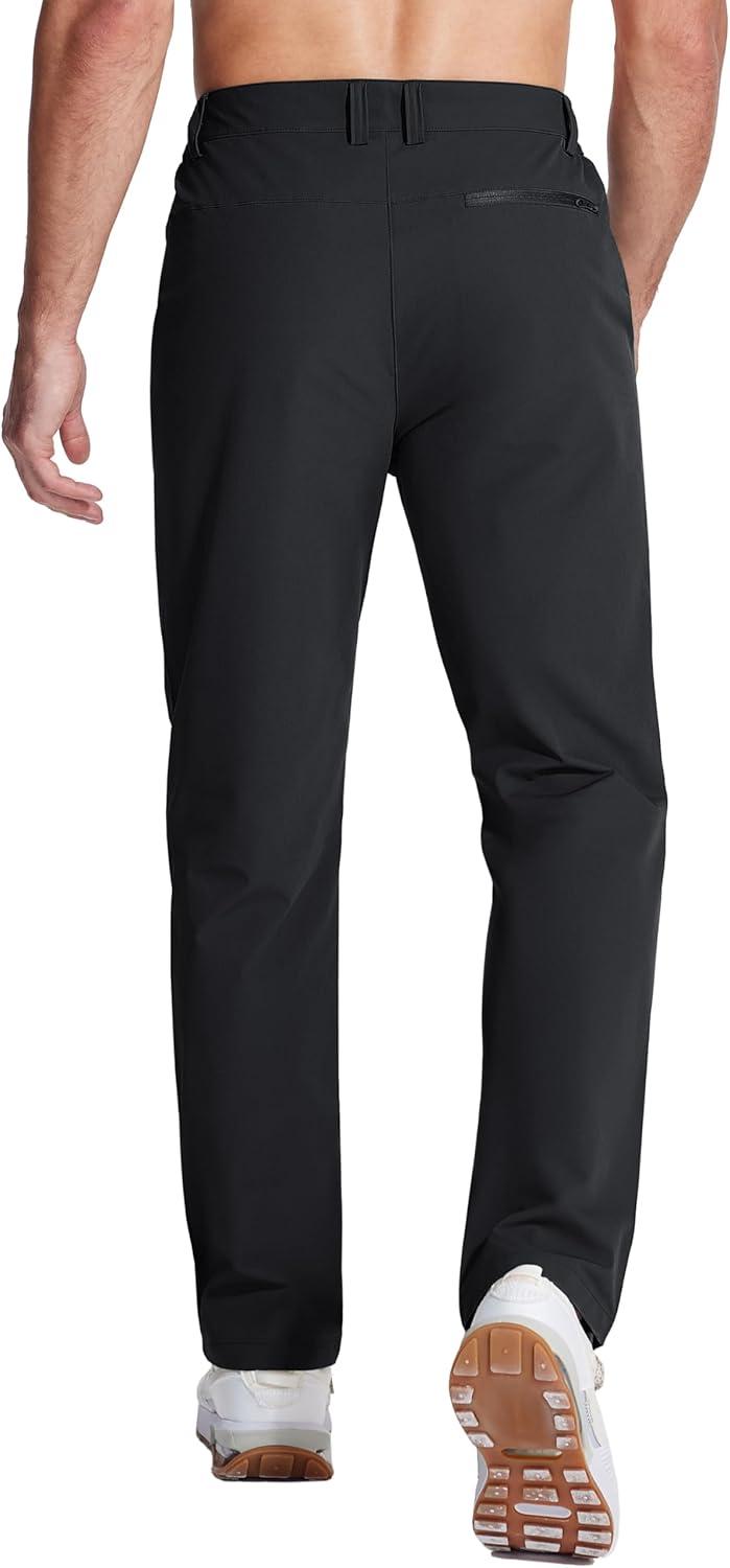 imageMAGCOMSEN Mens Lightweight Hiking Pants with 4 Pockets Water Resistant Quick Dry Fishing Travel Work Outddoor PantsBlack