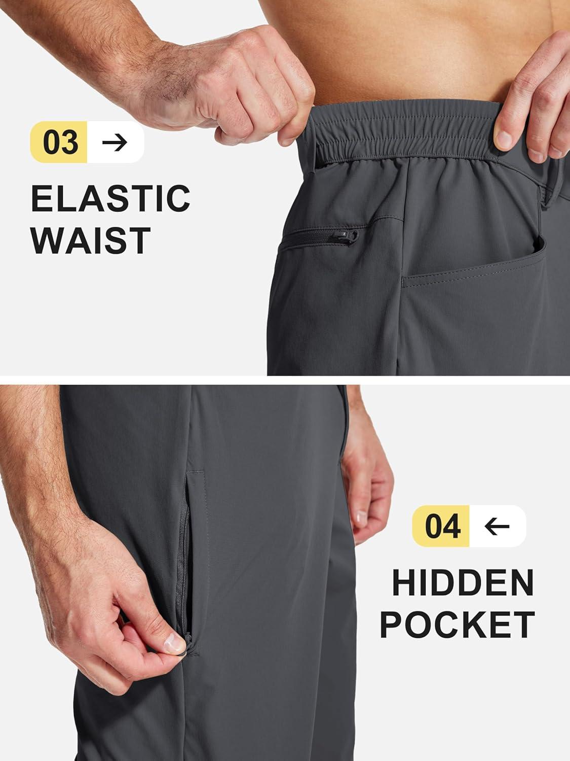 imageMAGCOMSEN Mens Lightweight Hiking Pants with 4 Pockets Water Resistant Quick Dry Fishing Travel Work Outddoor PantsDarkgrey