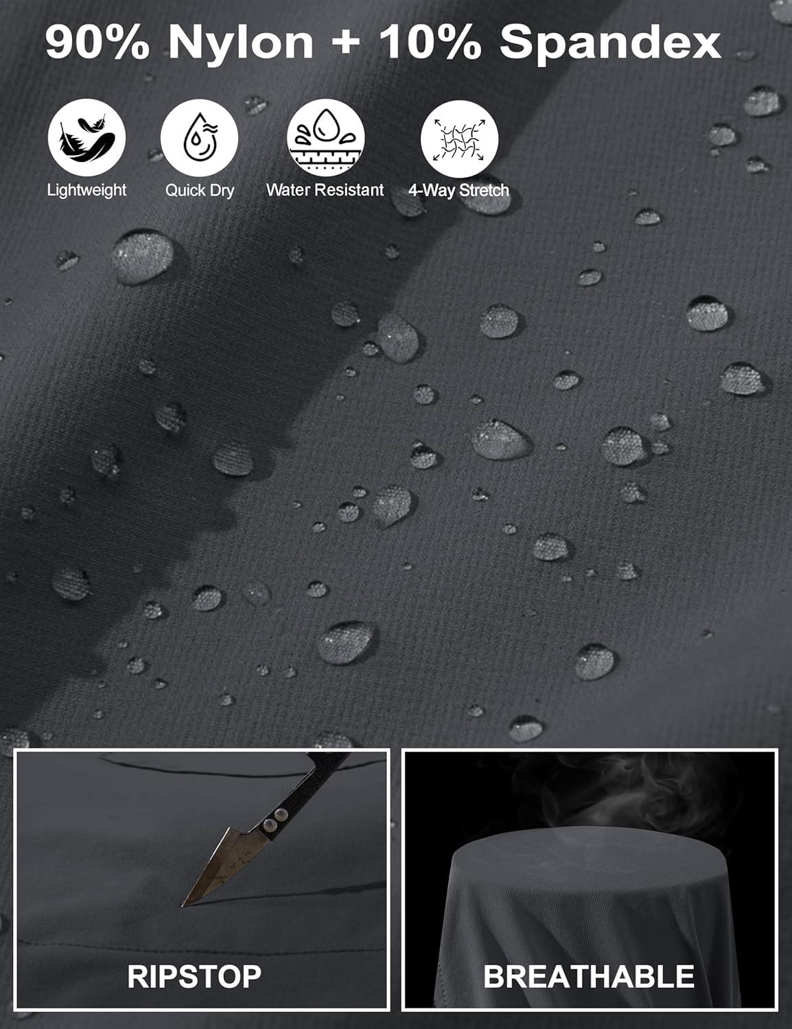 imageMAGCOMSEN Mens Lightweight Hiking Pants with 4 Pockets Water Resistant Quick Dry Fishing Travel Work Outddoor PantsDarkgrey