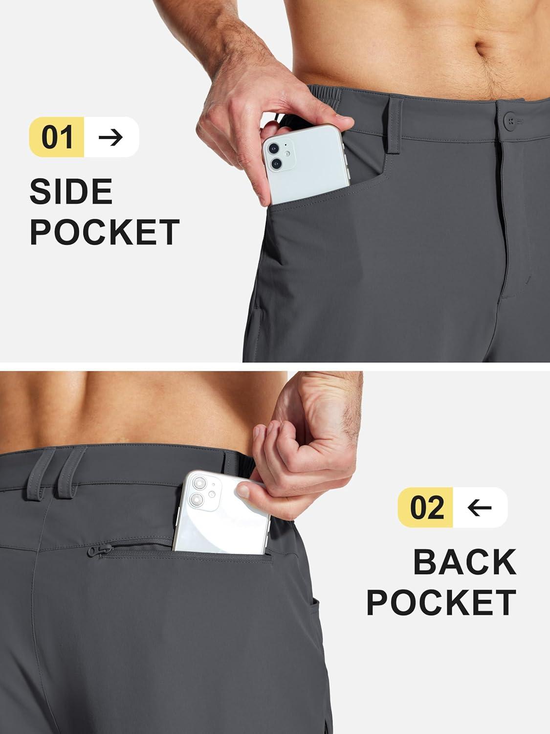 imageMAGCOMSEN Mens Lightweight Hiking Pants with 4 Pockets Water Resistant Quick Dry Fishing Travel Work Outddoor PantsDarkgrey