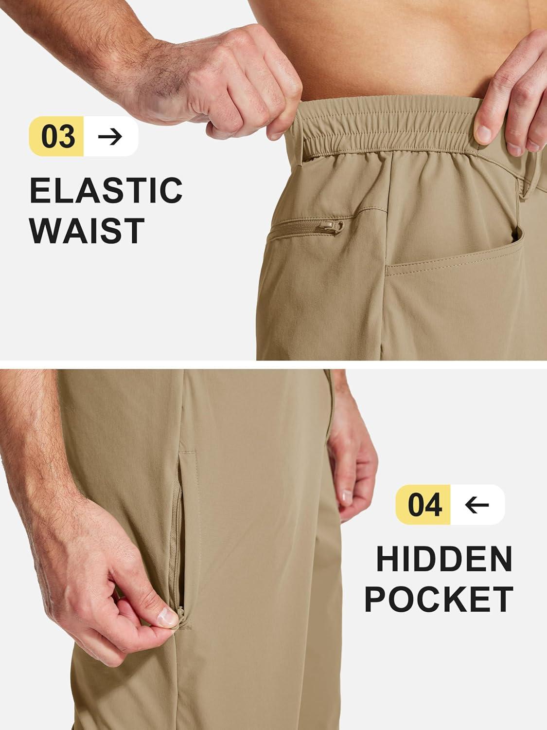 imageMAGCOMSEN Mens Lightweight Hiking Pants with 4 Pockets Water Resistant Quick Dry Fishing Travel Work Outddoor PantsKhaki