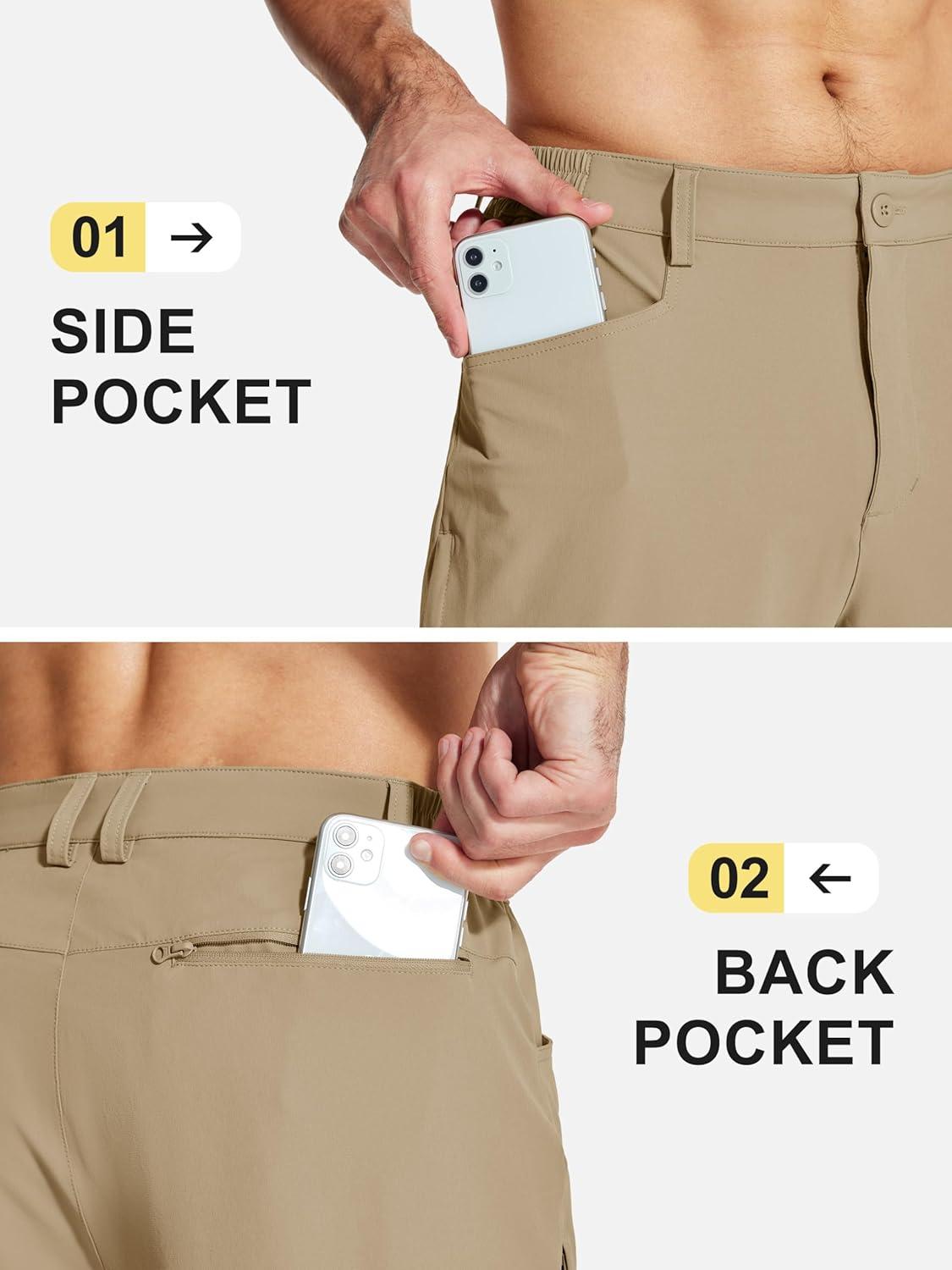 imageMAGCOMSEN Mens Lightweight Hiking Pants with 4 Pockets Water Resistant Quick Dry Fishing Travel Work Outddoor PantsKhaki