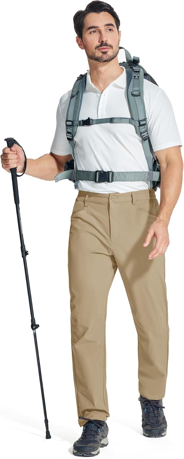 imageMAGCOMSEN Mens Lightweight Hiking Pants with 4 Pockets Water Resistant Quick Dry Fishing Travel Work Outddoor PantsKhaki