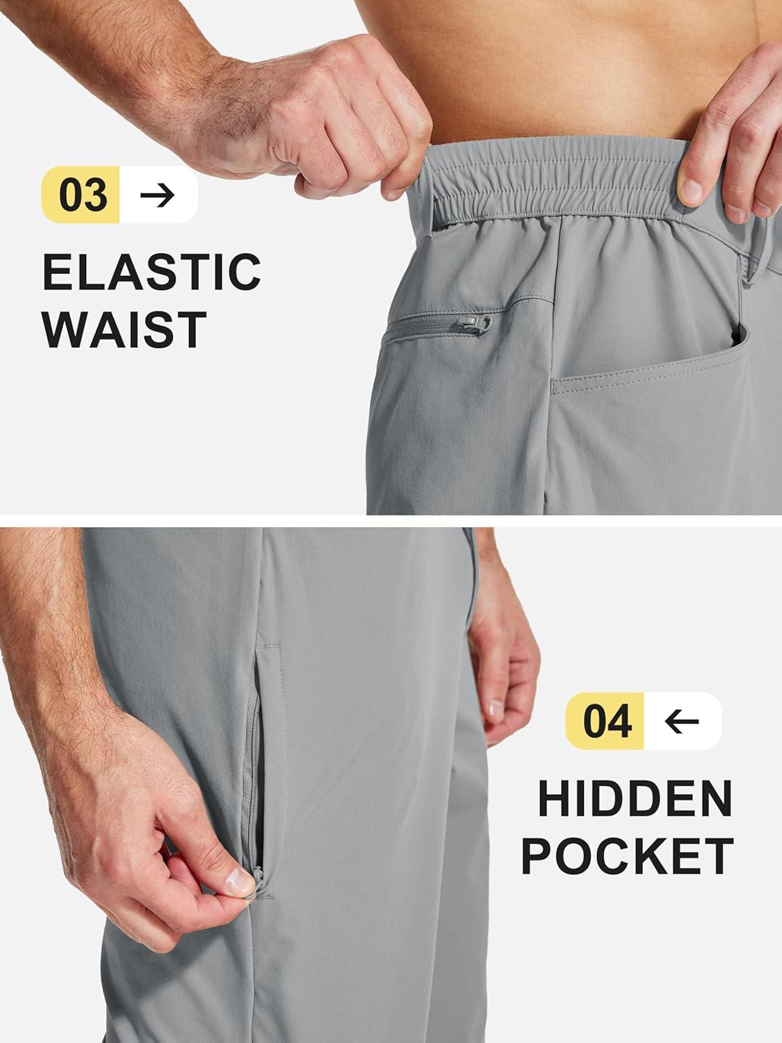 imageMAGCOMSEN Mens Lightweight Hiking Pants with 4 Pockets Water Resistant Quick Dry Fishing Travel Work Outddoor PantsLightgrey