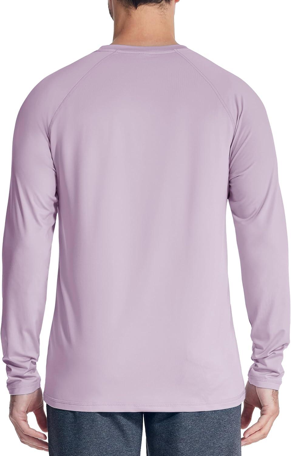 imageMAGCOMSEN Mens Thermal Shirt Fleece Lined Long Sleeve Athletic Base Layer Workout TopLight Purple