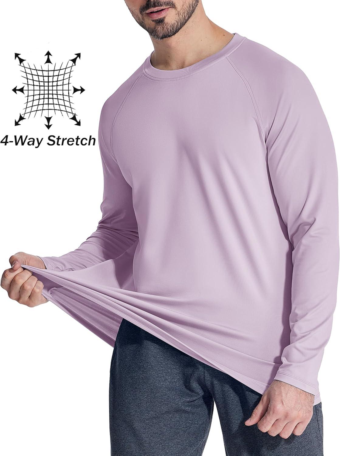 imageMAGCOMSEN Mens Thermal Shirt Fleece Lined Long Sleeve Athletic Base Layer Workout TopLight Purple